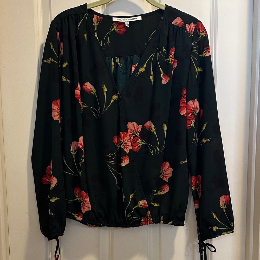 Collective Concepts Green Floral Blouse